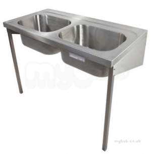 Twyford Stainless Steel -  1200 Hospital Sink Double Bowl No Tapholes Htm64 Sk 2 Ps9024ss