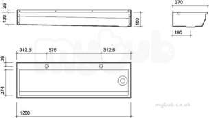 Twyford Stainless Steel -  1200 Washing Trough Left Hand Outlet 2 Person X Two Tap Holes Ps9311ss