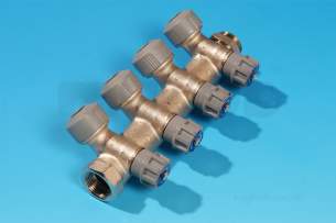 Hep2O Underfloor Heating Pipe and Fittings -  4 Port Valve Manifold Gy 22x3/4 Pf/t Hx94t/15 Gy