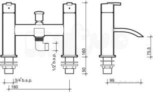 Twyfords Contemporary Brassware -  Qb 2 Tap Deck Mounted Shower Mixer Qb5265cp