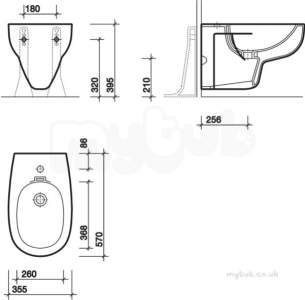 Twyford Quinta Sanitaryware -  Quinta Bidet Wall Hung 1 Tap Qt3411wh