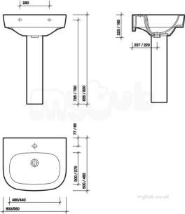 Twyford Quinta Sanitaryware -  Quinta Washbasin 550x458 1 Tap Qt4211wh