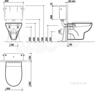 Twyford Mid Market Ware -  Refresh Wall Hung Toilet Pan Re1738wh