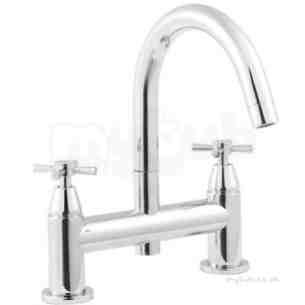 Twyfords Contemporary Brassware -  Rival 2 Hole Deck Mounted Bath Filler With Swivel Spout Rl5255cp