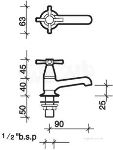 Twyfords Contemporary Brassware -  Rival Basin Pillar Taps Pair Rl5205cp