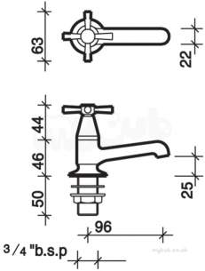 Twyfords Contemporary Brassware -  Rival Bath Pillar Taps Pair Rl5215cp