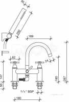 Twyfords Contemporary Brassware -  Rival 2 Hole Deck Mounted Bath Shower Mixer With Swivel Spout Rl5265cp
