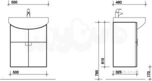 Twyford Galerie Plan Furniture -  Refresh Square Basin/furniture Set 550x460 1 Tap Rs0109wh