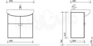 Twyford Galerie Plan Furniture -  Refresh Square Basin/furniture Set 650x480 1 Tap Rs0209wh