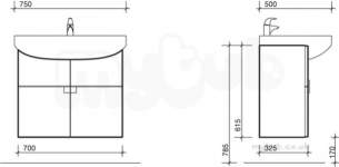 Twyford Galerie Plan Furniture -  Refresh Square Basin/furniture Set 750x 500 1 Tap Rs0309wh