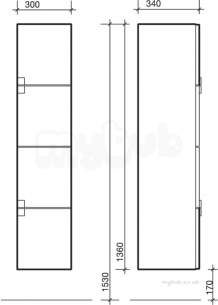 Twyford Galerie Plan Furniture -  Refresh Square Tall Cabinet White Gloss Rs0700wh