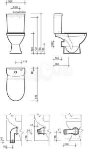 Twyford Mid Market Ware -  Refresh Square Close Coupled Cistern 6/4l Push Button Rs2396wh