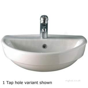 Twyford Mid Market Ware -  Refresh Semi-recessed Washbasin 550x440 2 Tap Re4662wh