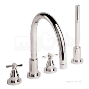Twyfords Contemporary Brassware -  Rival 4 Hole Deck Mounted Bath Shower Mixer Swivel Nozzle Rl5455cp
