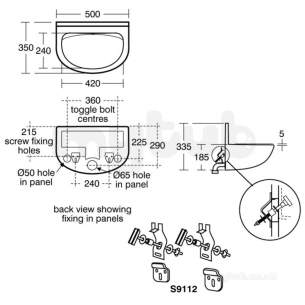 Armitage Shanks Commercial Sanitaryware -  Armitage Shanks Contour 21 Basin 50 White B/olet 150mm Ups S214401