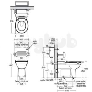Armitage Shanks Commercial Sanitaryware -  Armitage Shanks Contour 21 Btw Bwl 46 Hi Wht 70prj Expsd S311501