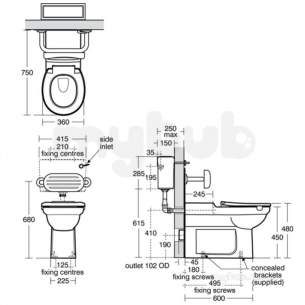 Armitage Shanks Commercial Sanitaryware -  Armitage Shanks Contour 21 Btw Bwl 46 Hi 75prj Expsd Wht S311601