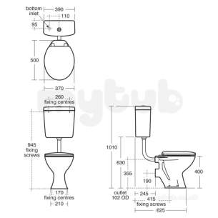 Armitage Grips Levers and Wastes -  Armitage Shanks Domex S9102 Screws Set Of 4 White S910201