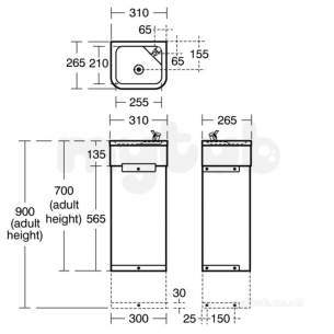 Armitage Shanks Commercial Brassware -  Armitage Shanks Purita Fntain 23x30 Pol Ss 900mm Ped S5450my