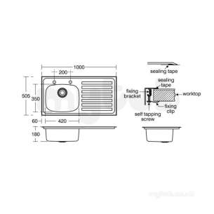 Armitage Shanks Commercial Sanitaryware -  Armitage Shanks Stewart In Sink 100x50 Pol S/s L/dnr 200 S6005my