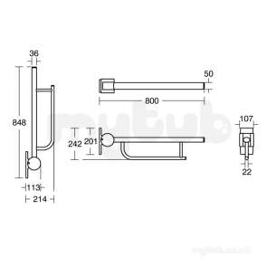 Armitage Shanks Commercial Sanitaryware -  Armitage Shanks Contour 21 S6360 80cm Hngd Suppt Arm Wh S6360ac