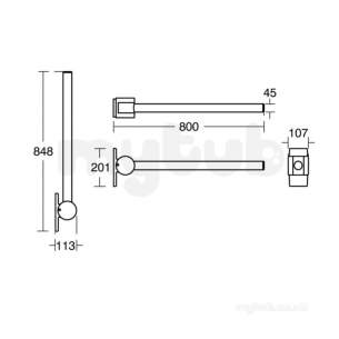 Armitage Shanks Commercial Sanitaryware -  Armitage Shanks Contemp 21 Support 80 Chrome Hngd Arm G4