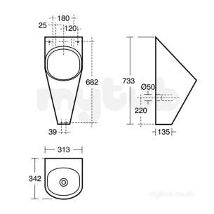 Armitage Shanks Commercial Sanitaryware -  Armitage Shanks Tay S6398 Urinal Ti Pol S/s S6398my