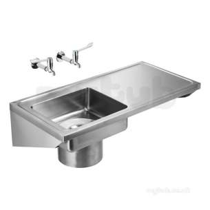 Armitage Shanks Commercial Sanitaryware -  Armitage Shanks Clyde Sink 120x60 Pol Ss Left Hand Bowl No Tap Holes Plus Ftgs S6558my