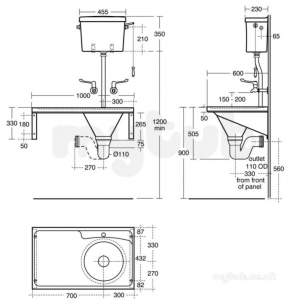 Armitage Shanks Commercial Sanitaryware -  Armitage Shanks Stirling Slopper 100x60 Pol S/s Ti Lh