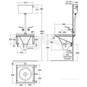 Armitage Shanks Commercial Sanitaryware -  Armitage Shanks Leven Slopper 60x60 Pol S/s Bi And B/grtg S6567my