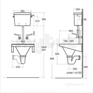 Armitage Shanks Commercial Sanitaryware -  Armitage Shanks Leven S6568my Slop Hopper Ss