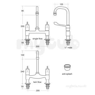 Armitage Shanks Commercial Brassware -  Armitage Shanks Markwik Plr Mxr R/mtd Chrm Sf Lvr 200nzl S8207aa