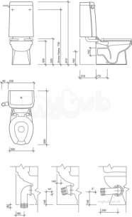 Twyfords Commercial Sanitaryware -  Sola School Rimless 300 Close Coupled Toilet Pan Ho Sa1512wh