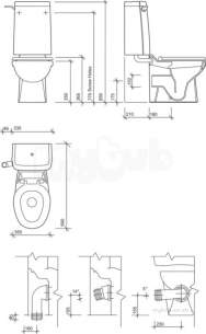 Twyfords Commercial Sanitaryware -  Sola School Rimless 350 Close Coupled Toilet Pan Ho Sa1514wh