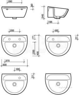 Twyfords Commercial Sanitaryware -  Sola Medical Washbasin 500x400 0 Tap Sa4250wh