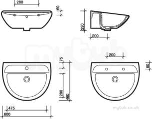 Twyfords Commercial Sanitaryware -  Sola Washbasin 600x460 2 Tap Sa4312wh