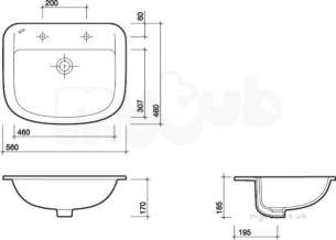 Twyfords Commercial Sanitaryware -  Sola Medical 560x460 Countertop 2 Tap Sa4562wh