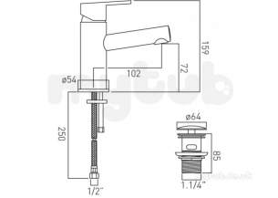 Vado Brassware -  Mono Basin Mixer Single Lever Deck Mount Sen-100/cc-c/p