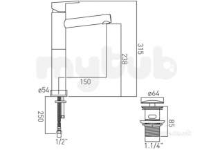 Vado Brassware -  Extended Mono Basin Mixer Single Lever Sen-100e/cc-c/p