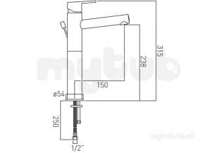 Vado Brassware -  Extended Mono Basin Mixer Single Lever Sen-100e-c/p