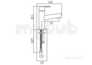 Vado Brassware -  Mini Mono Basin Mixer Sge Lever Deck Mtd