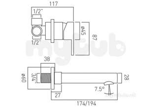 Vado Brassware -  2 Hole Basin Mixer Single Lever W/mntd