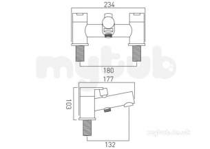 Vado Brassware -  2 Hole Bath/shower Mixer Deck Mtd W/o Shower Kit