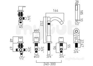 Vado Brassware -  5 Hole B/shower Mixer Deck Mtd Plus Shower Kit