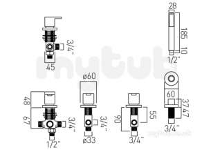 Vado Brassware -  4 Hole Bath/shower Mixer Dck Mount W/o Spout For