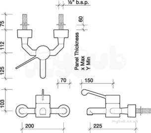 Twyfords Commercial Brassware -  Sola Wall Mounted Thermostatic Surgeons Mixer Tmv3 Sf1056cp