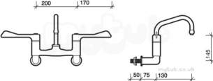 Twyfords Commercial Brassware -  Sola 1/2 Bib Tap Wall Mounted Swivel Nozzle Sf1099cp