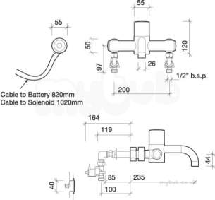 Twyfords Commercial Brassware -  Sola Wall Mounted Thermostatic Mixer Tmv3 Sf1119cp