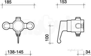 Twyfords Commercial Brassware -  Sola Thermostatic Shower Valve Exp Tmv3 Sf1152cp