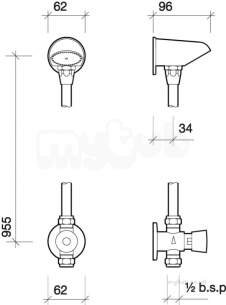 Twyfords Commercial Sanitaryware -  Sola Non Concussive Shower Valve And Vandal Resistant Head Sf1205cp